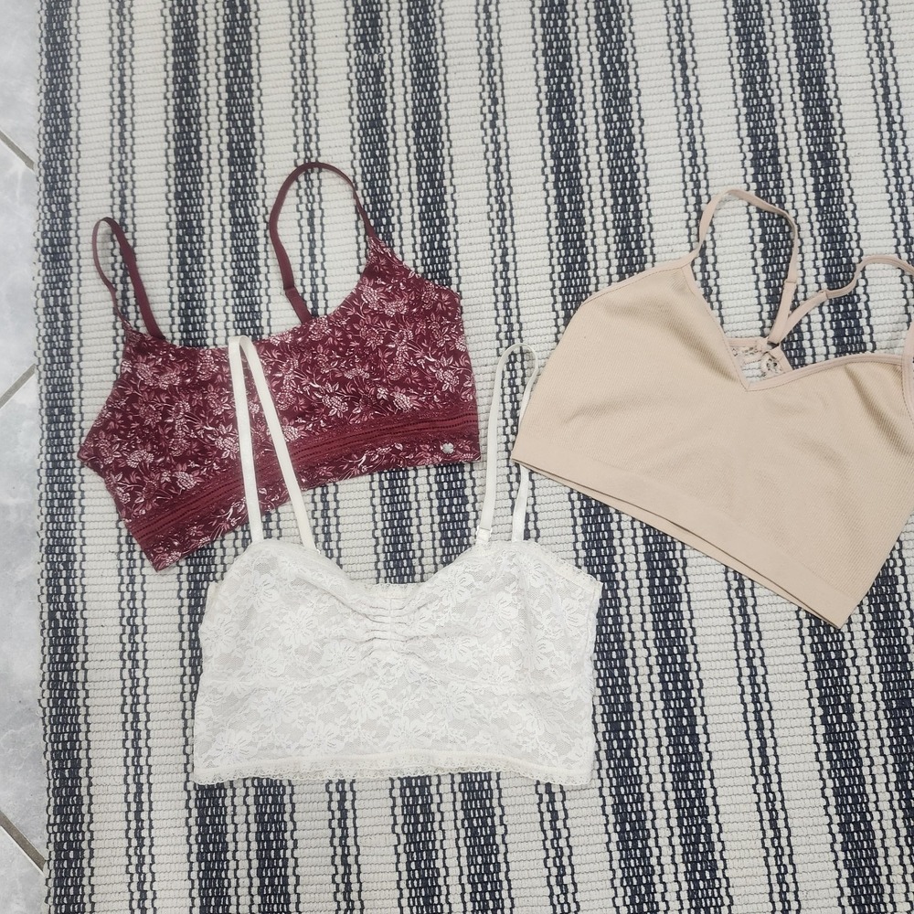 Lot of 3 Bralettes Womens Medium Lucky Brand Bozzolo Forever 21 Lace Floral